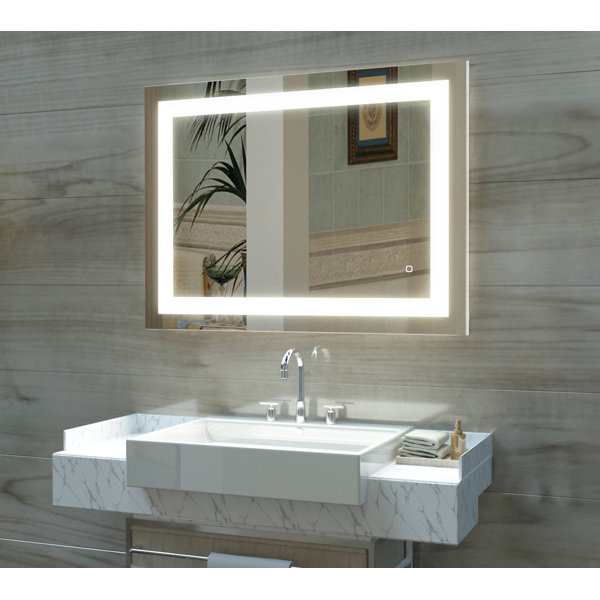 Orren Ellis Frameless Lighted Bathroom / Vanity Mirror Wayfair